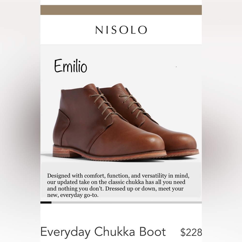 EUC Nisola “Emilio” Chukka Boots Leather Upper Brown/Cordovan Size 11 - Picture 3 of 16
